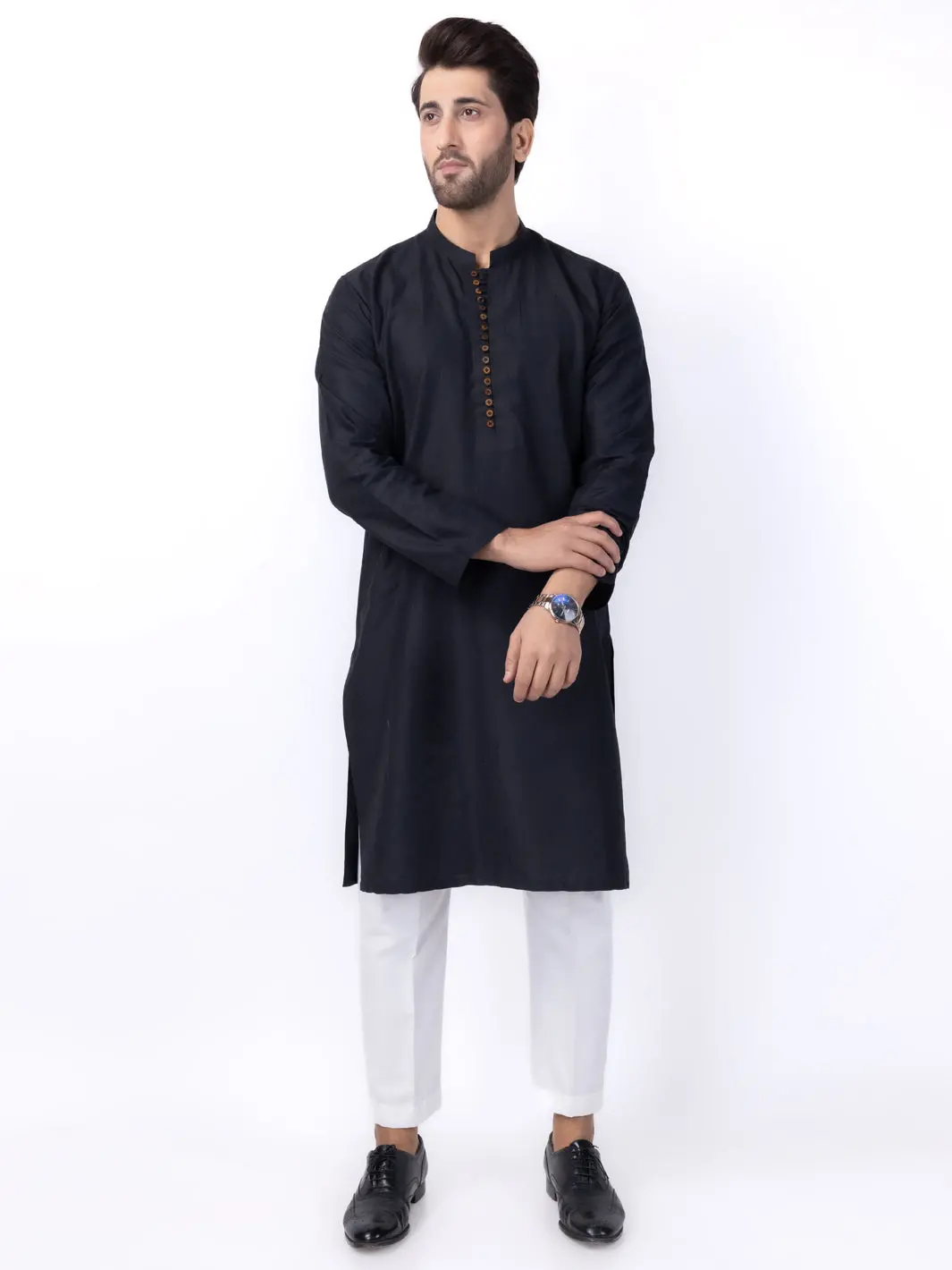 Black Blended Kurta - Al-K-1121D 1