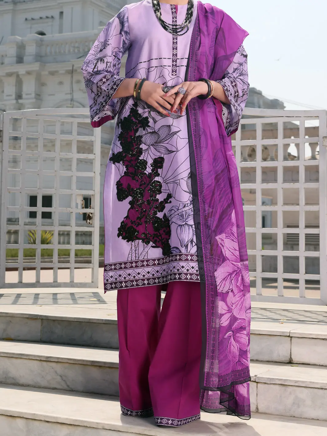 Purple Lawn 3Pc Stitched - Alp-3Ps-1123 1