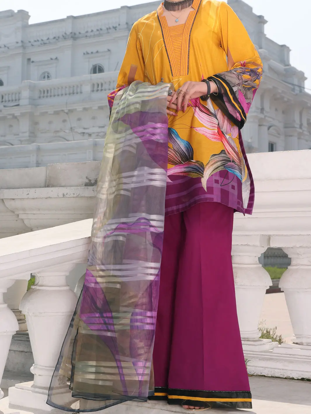 Yellow Lawn 3Pc Stitched - Alp-3Ps-1128 1