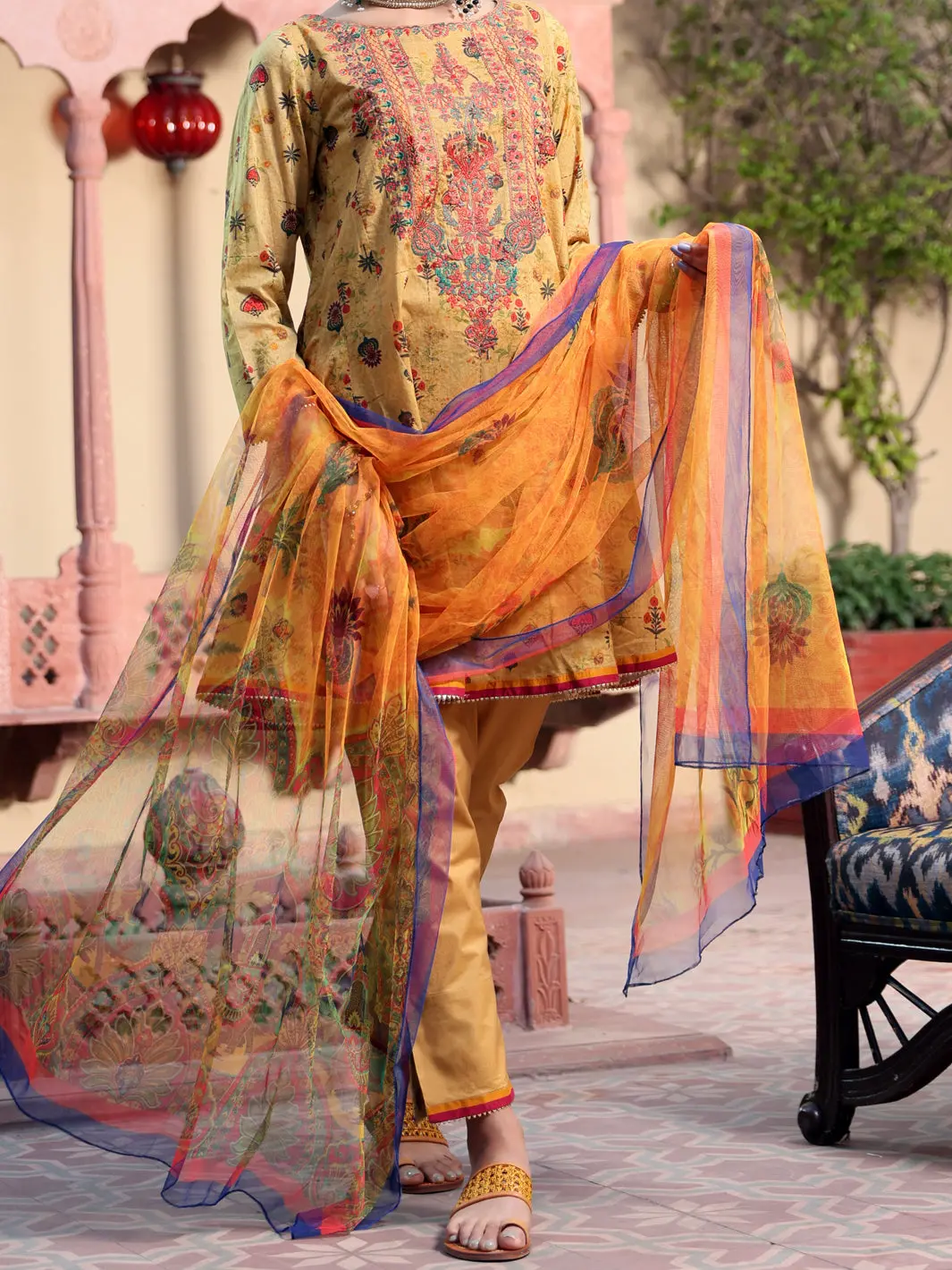 Mustard 3Pc Unstitched - Alp-3Ps-1132 1