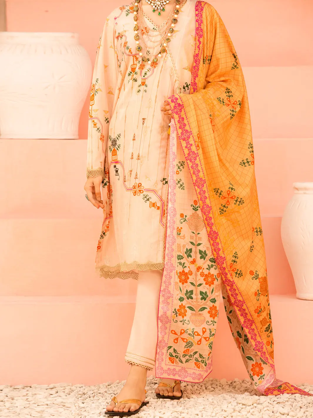 Peach Lawn 3Pc Stitched - Alp-3Ps-1133 1