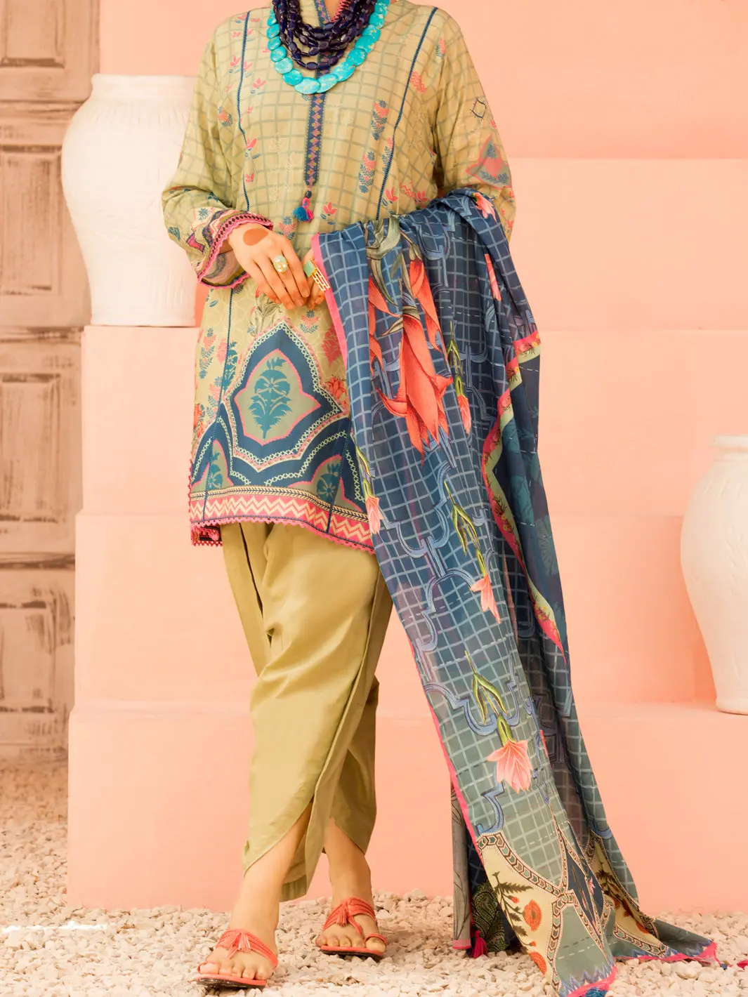 Green Lawn 3Pc Stitched - Alp-3Ps-1136 1