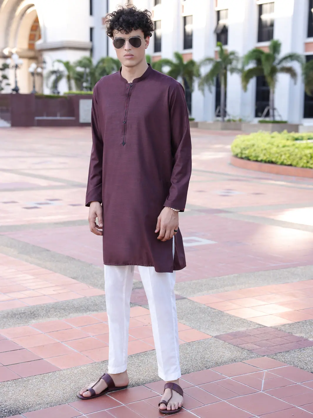 Maroon Blended Kurta - Al-K-1141 1