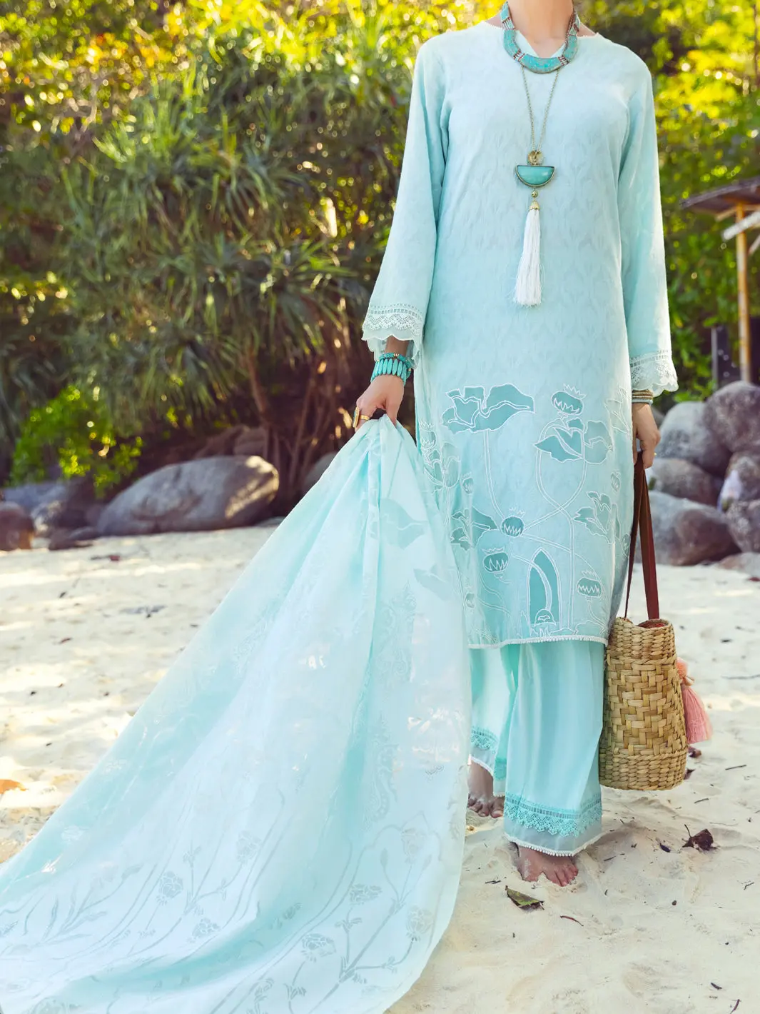 Sky Blue Jacquard 3Pc Stitched - Alp-3Ps-1142 1