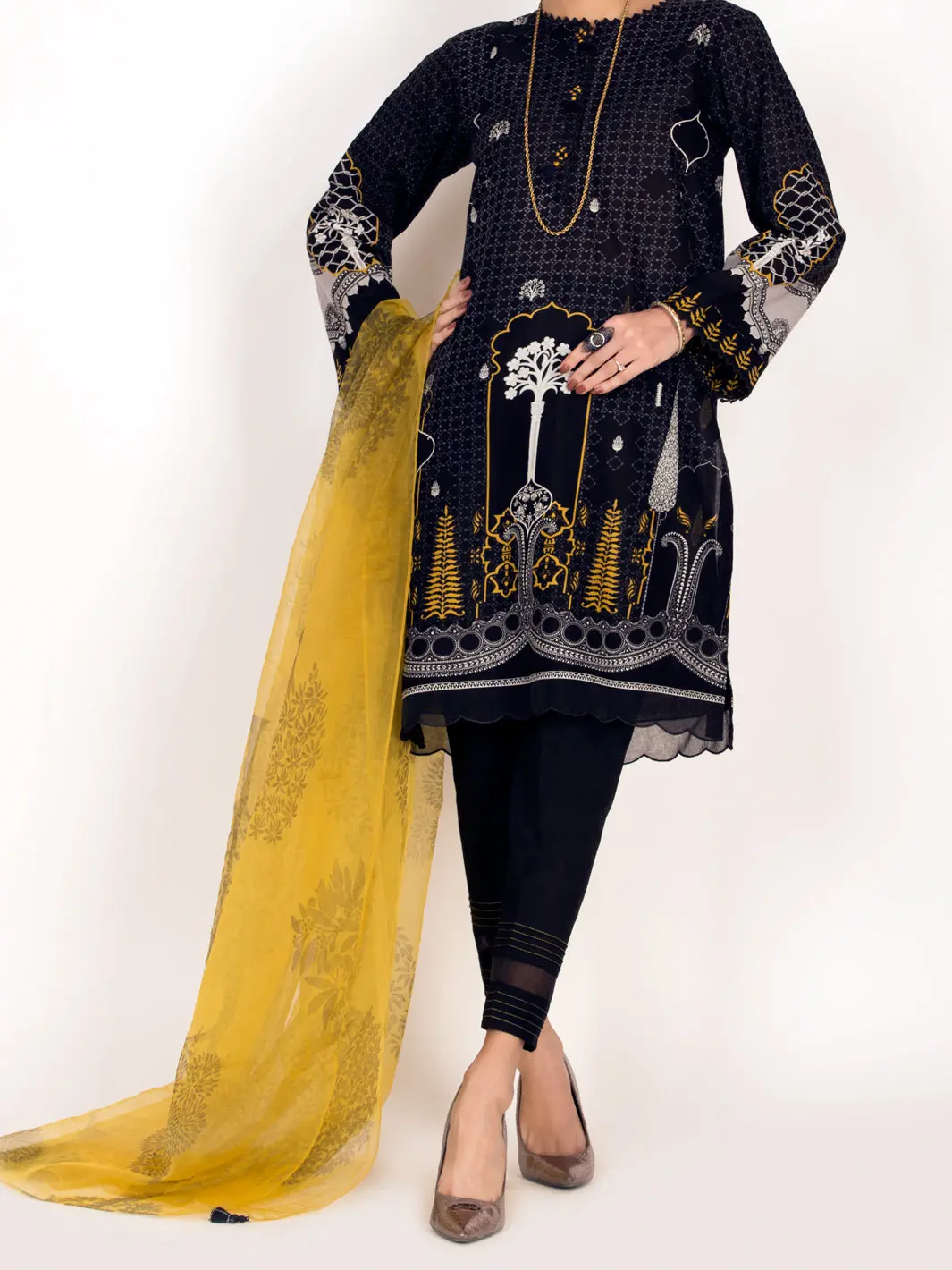 Black Lawn 3Pc Unstitched - Alp-3Ps-1143 1