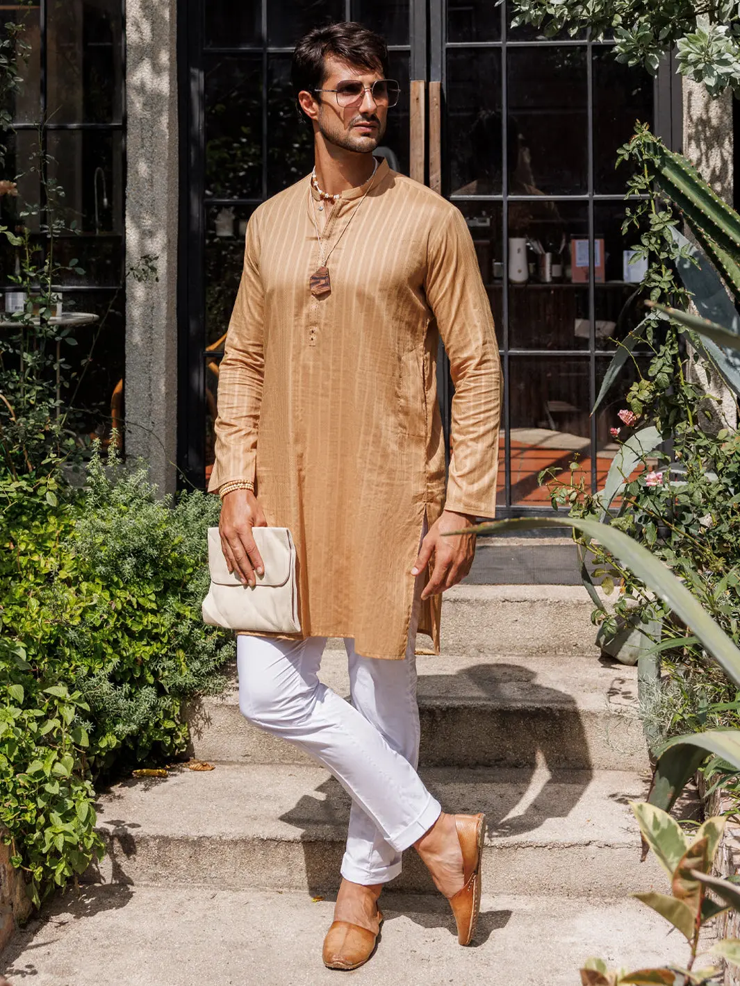 Beige Cotton Kurta - Al-K-1144A 1