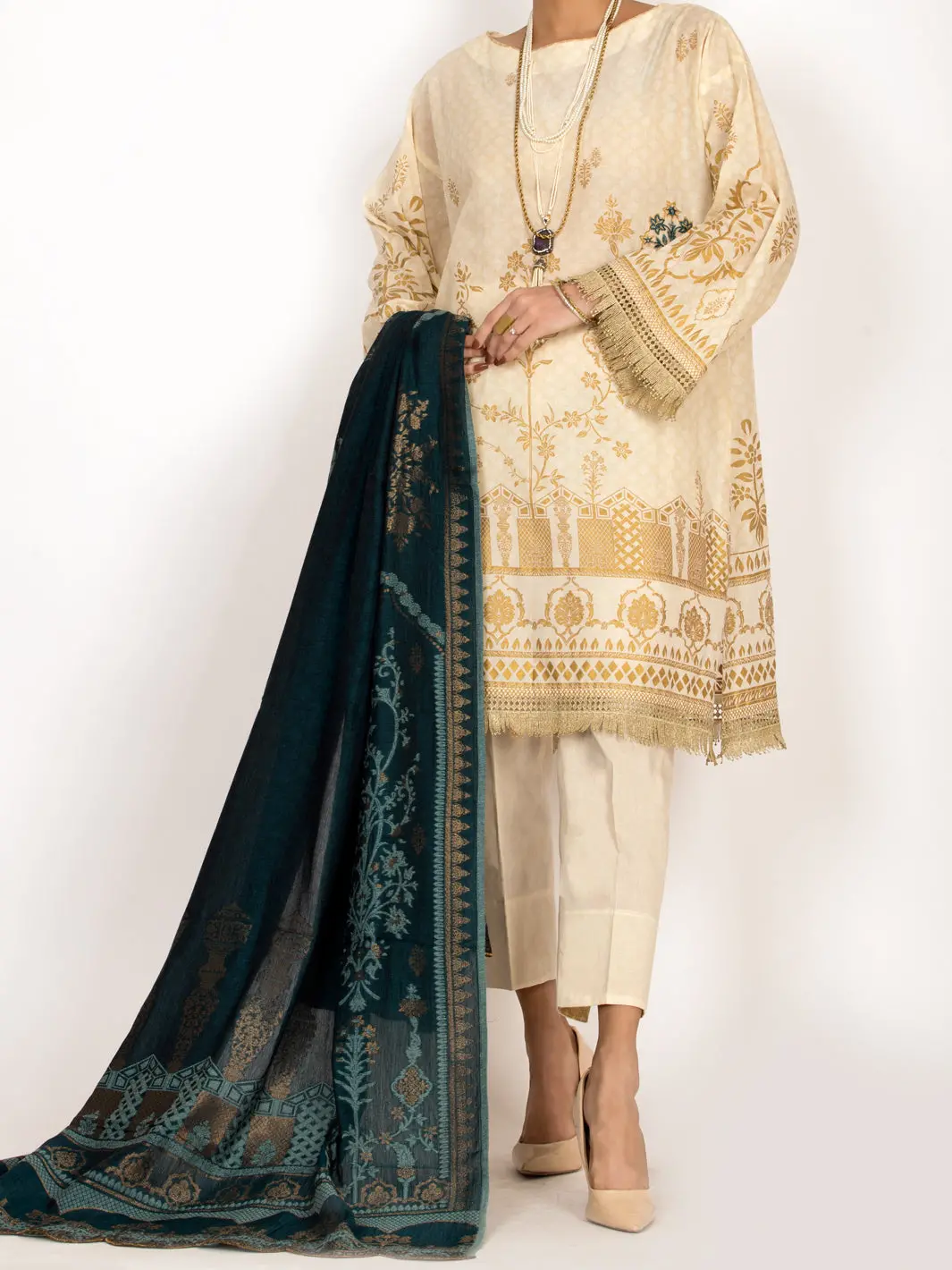 Off White Lawn 3Pc Unstitched - Alp-3Ps-1145 1