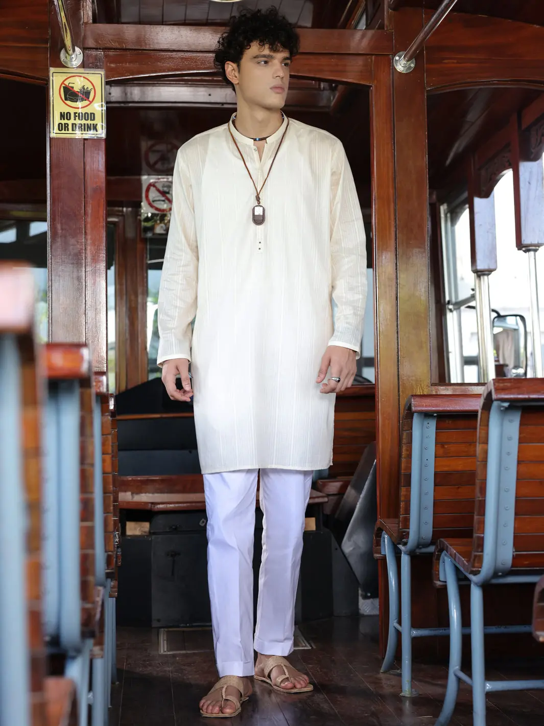 Off White Cotton Kurta - Al-K-1146B 1