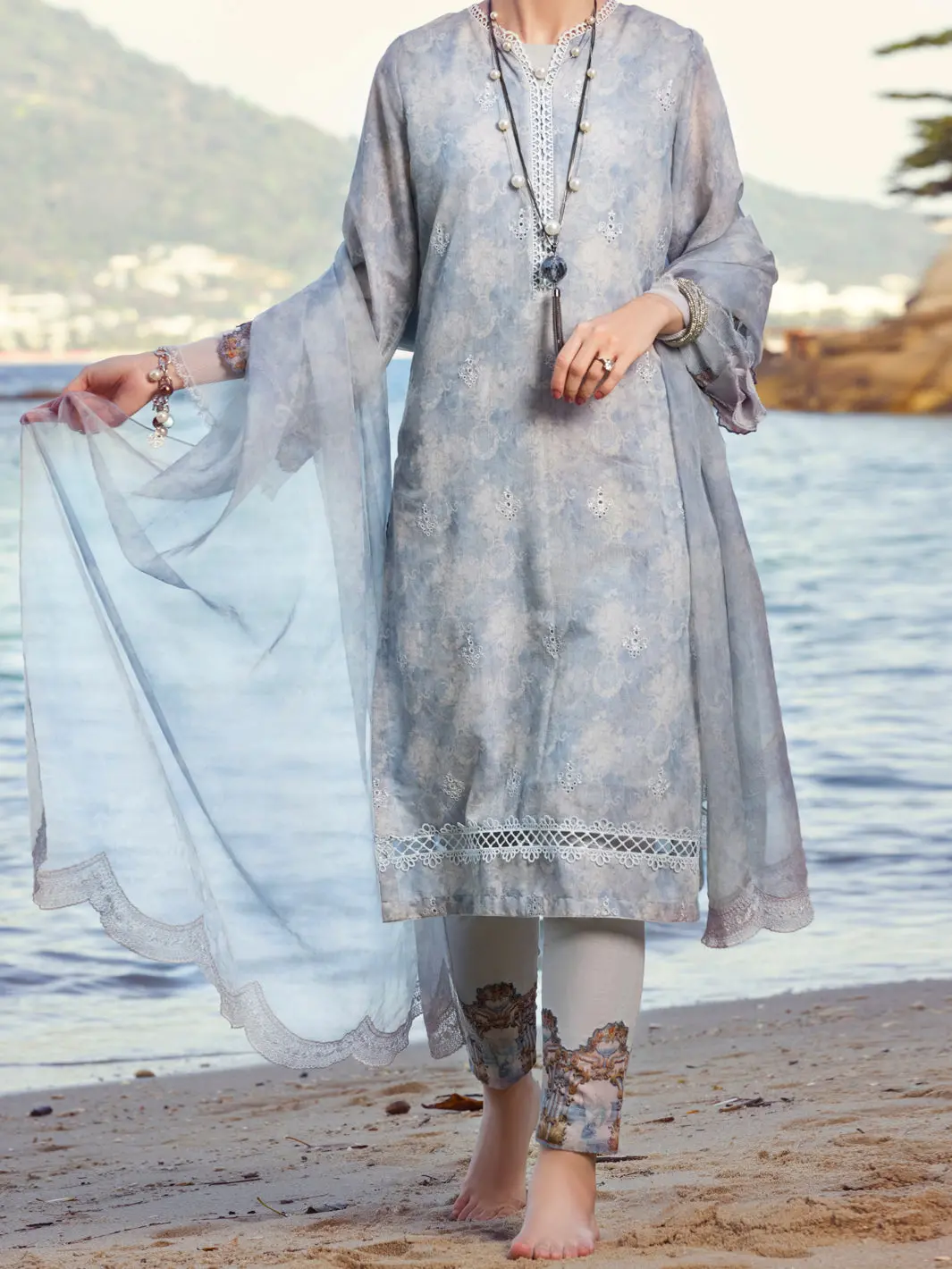Grey Swiss Voile 3Pc Stitched - Alp-3Ps-1149 1