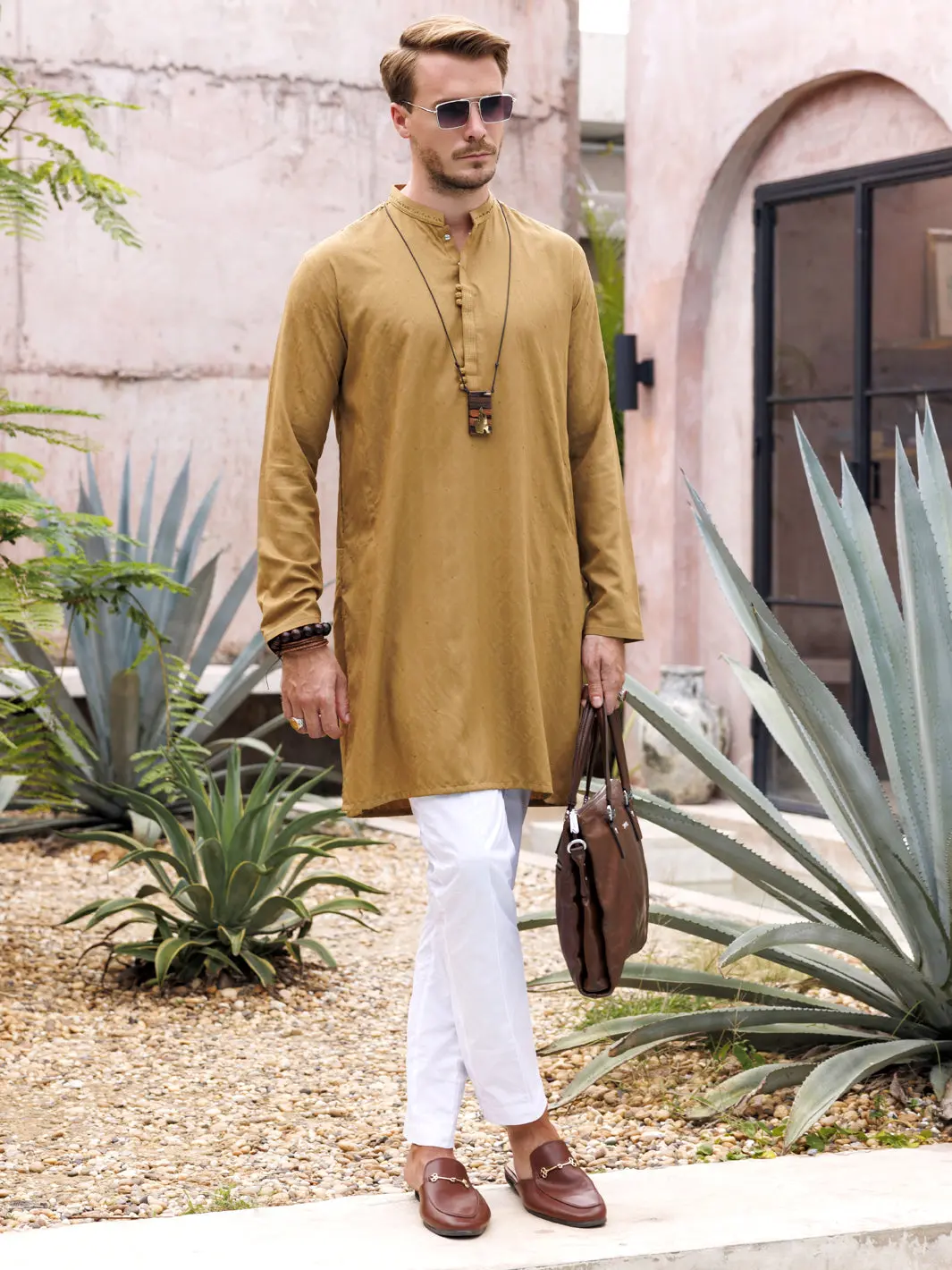 Mustard Blended Kurta - Al-K-1149B 1