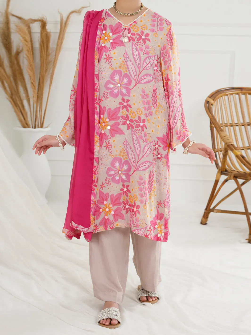 Pink Georgette 3 Piece Stitched - Alt-3Ps-Ls-1150 1