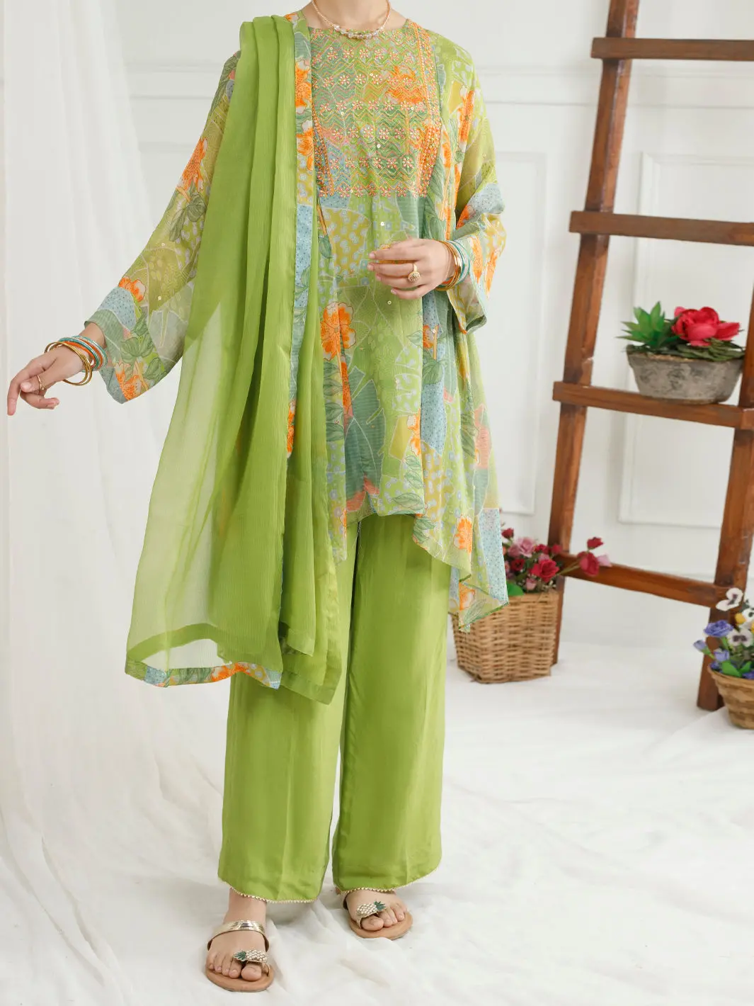 Light Green Georgette 3 Piece Stitched - Alt-3Ps-Ls-1151 1