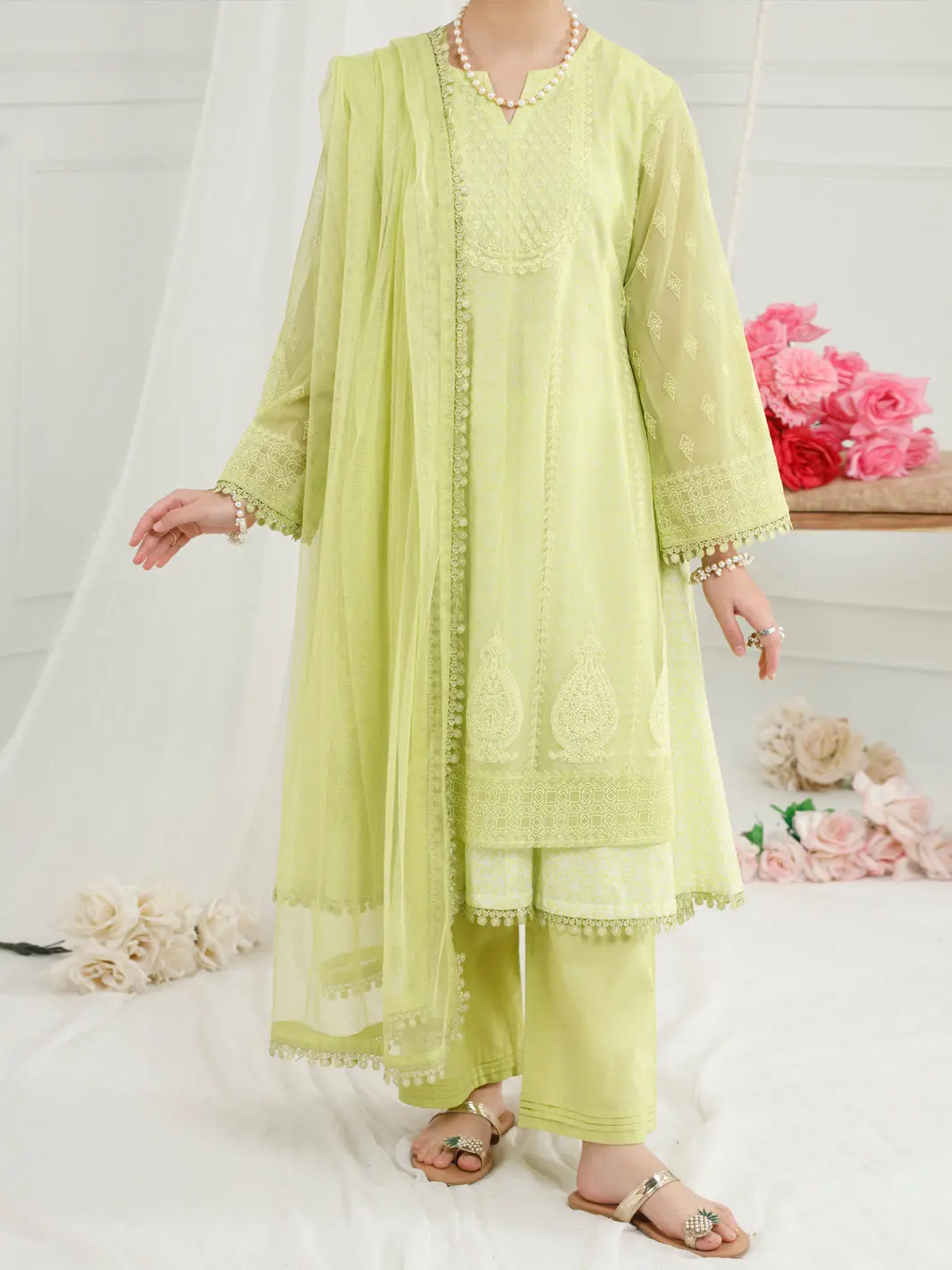 Lime Green Poly Net 3Pc Stitched - Alt-3Ps-Ls-1154 1