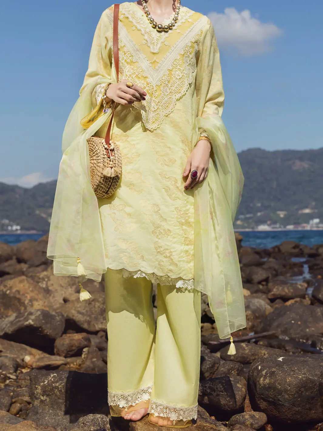 Yellow Cotton Jacquard 3Pc Stitched - Alp-3Ps-1154 1