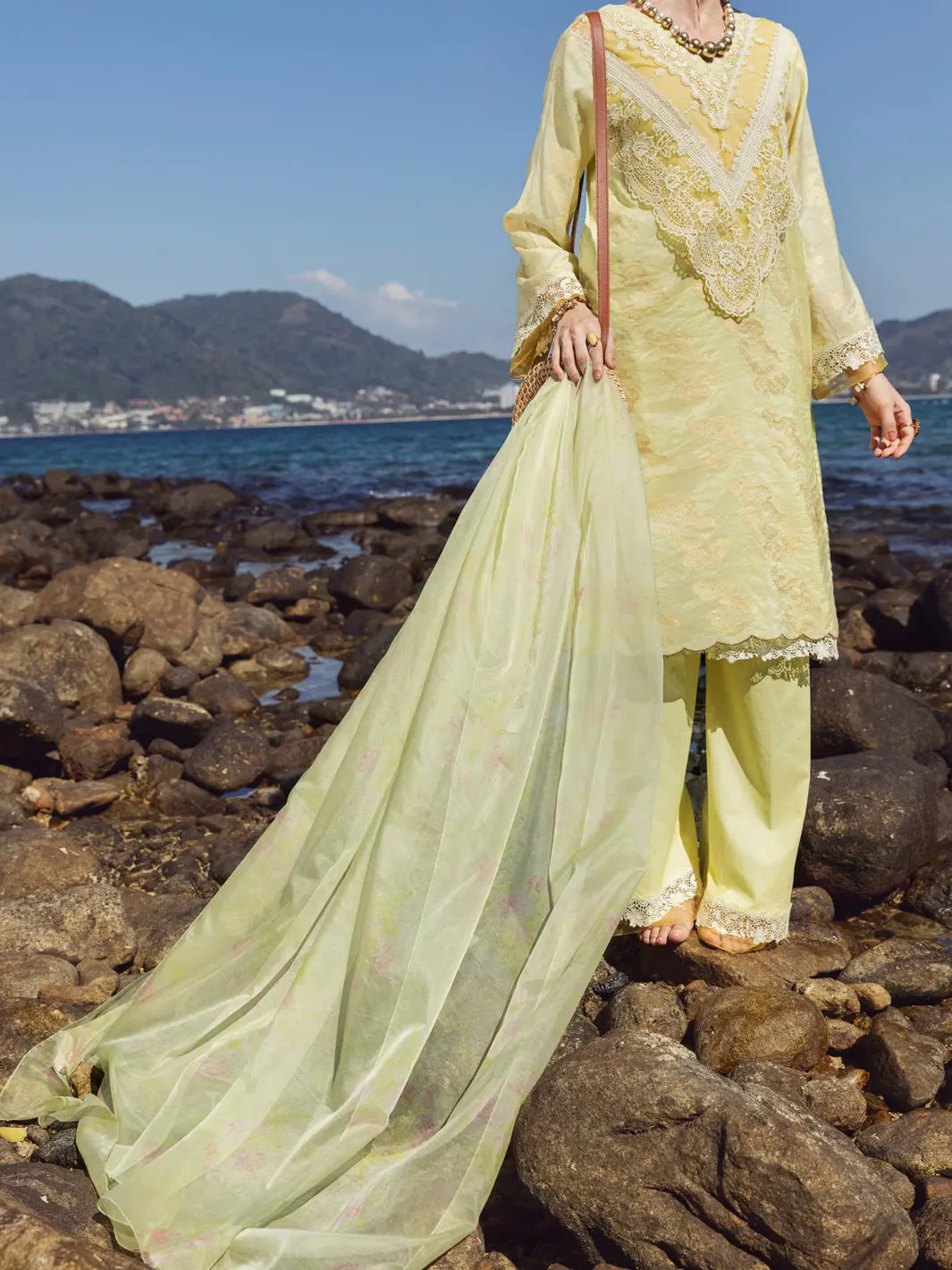 Yellow Cotton Jacquard 3Pc Unstitched - Alp-3Ps-1154 1