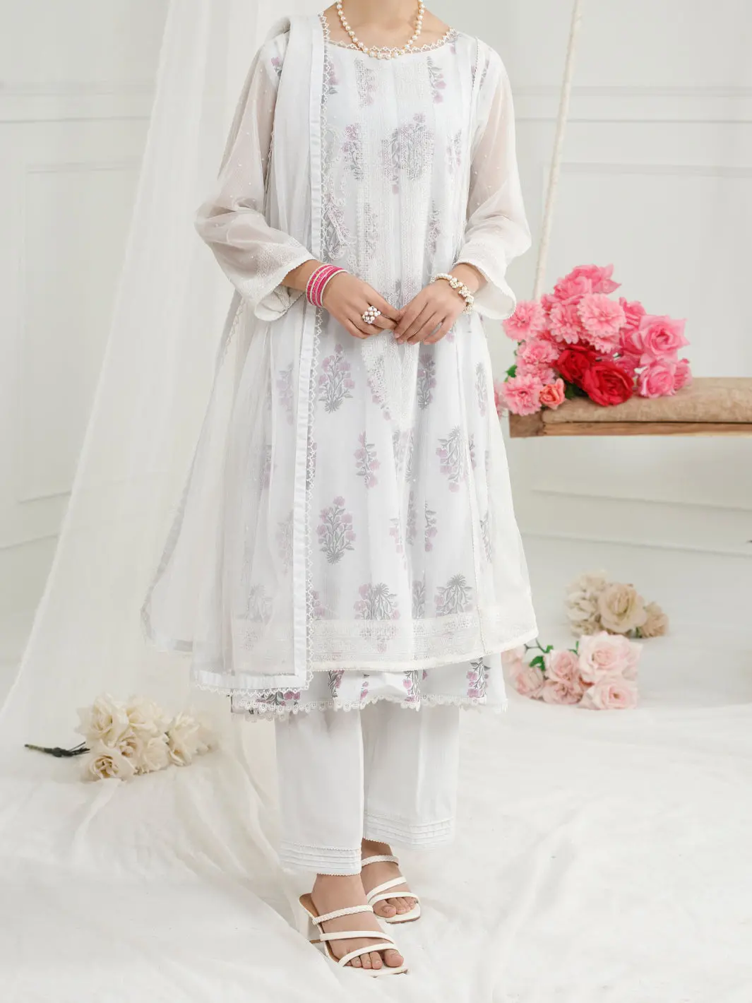 White Poly Net 3 Piece Stitched - Alt-3Ps-Ls-1156 1