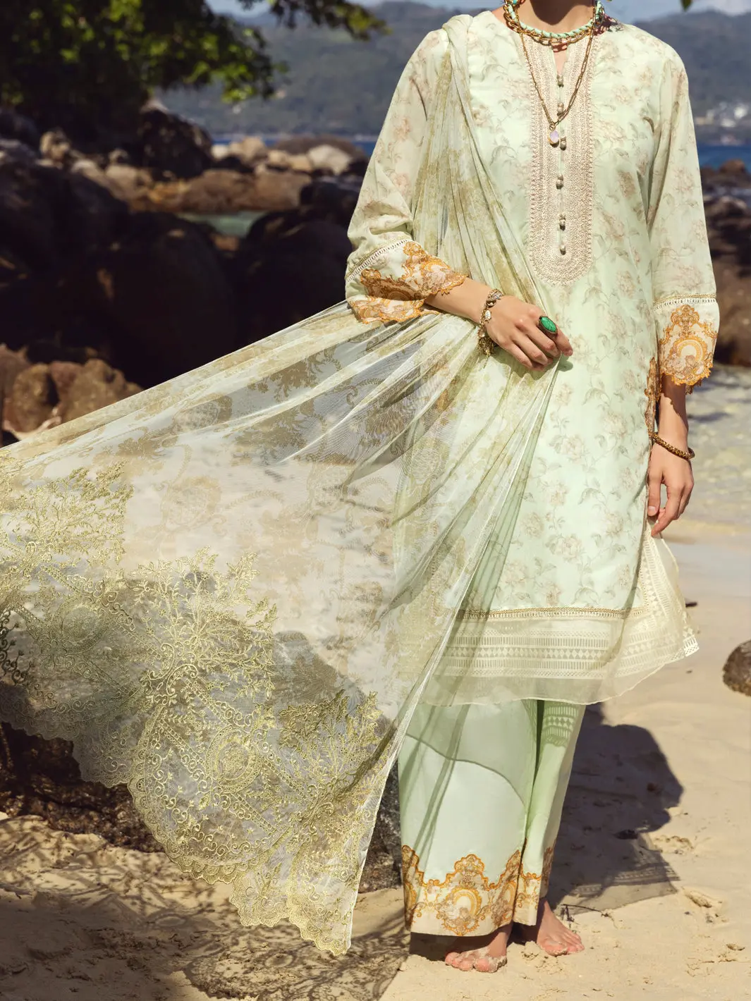 Green Swiss Voile 3Pc Stitched - Alp-3Ps-1156 1