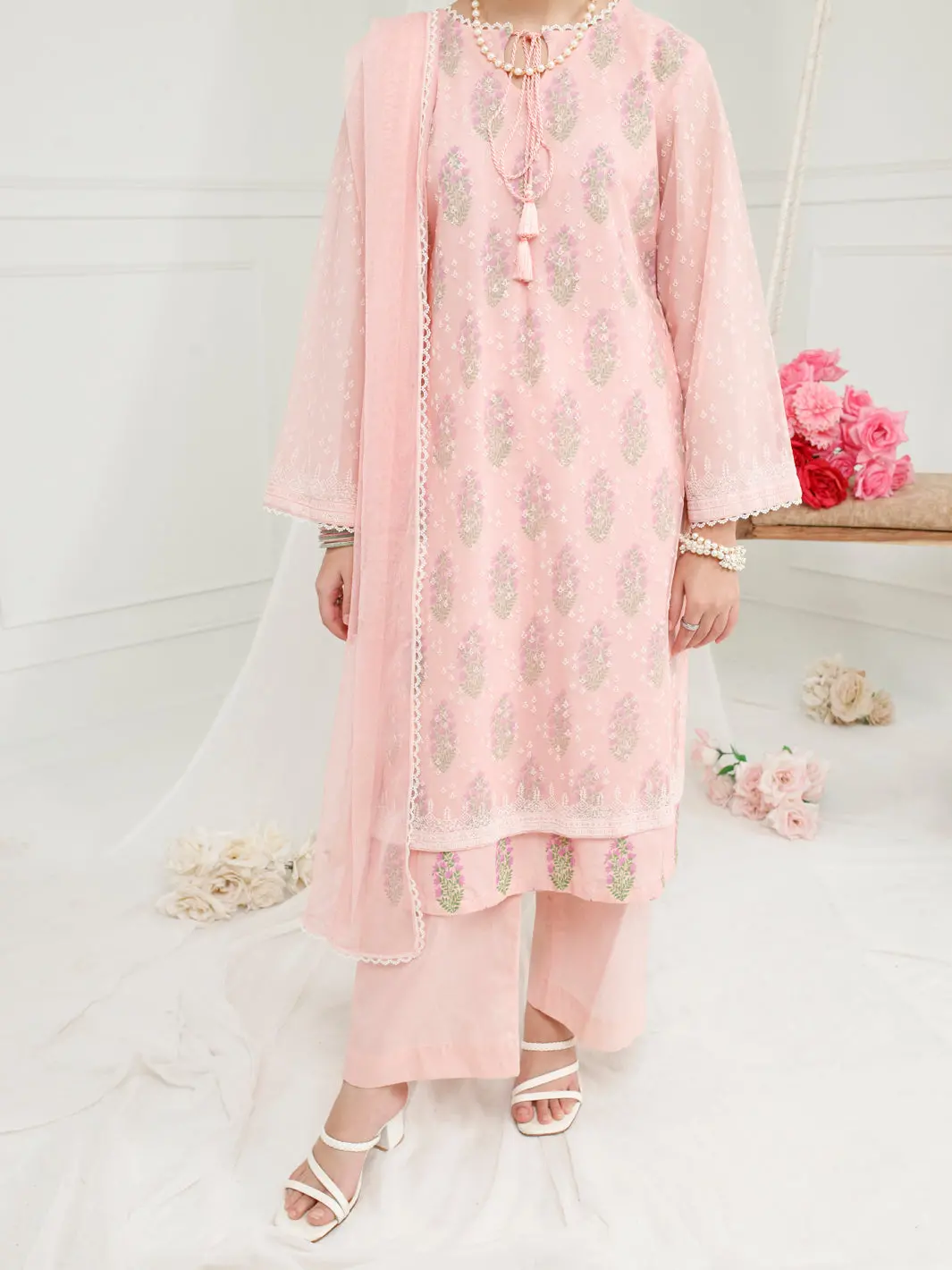 Pink Poly Net 3 Piece Stitched - Alt-3Ps-Ls-1157 1