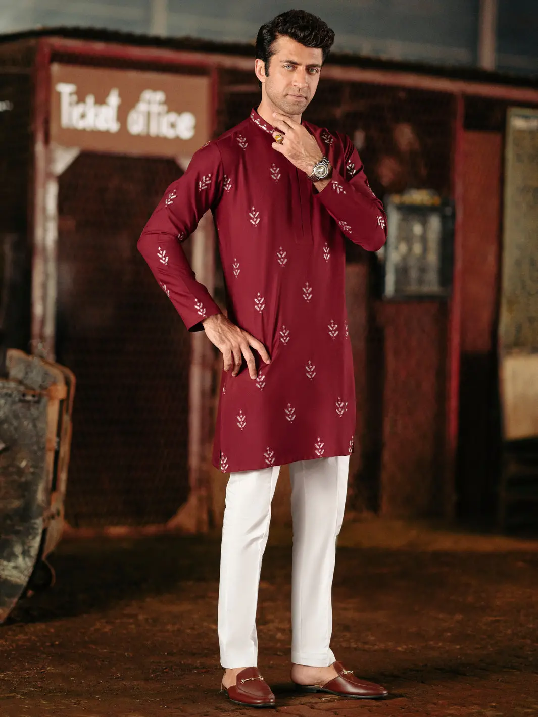 Maroon Blended Kurta - Al-K-1160D 1