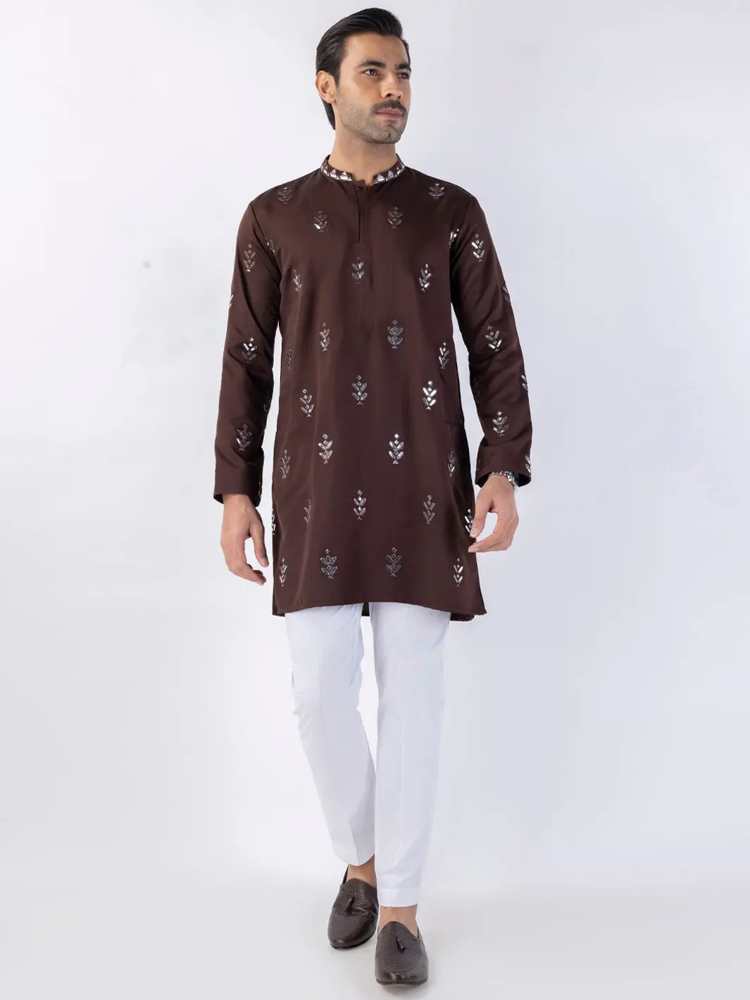 Brown Blended Kurta - Al-K-1160C 1