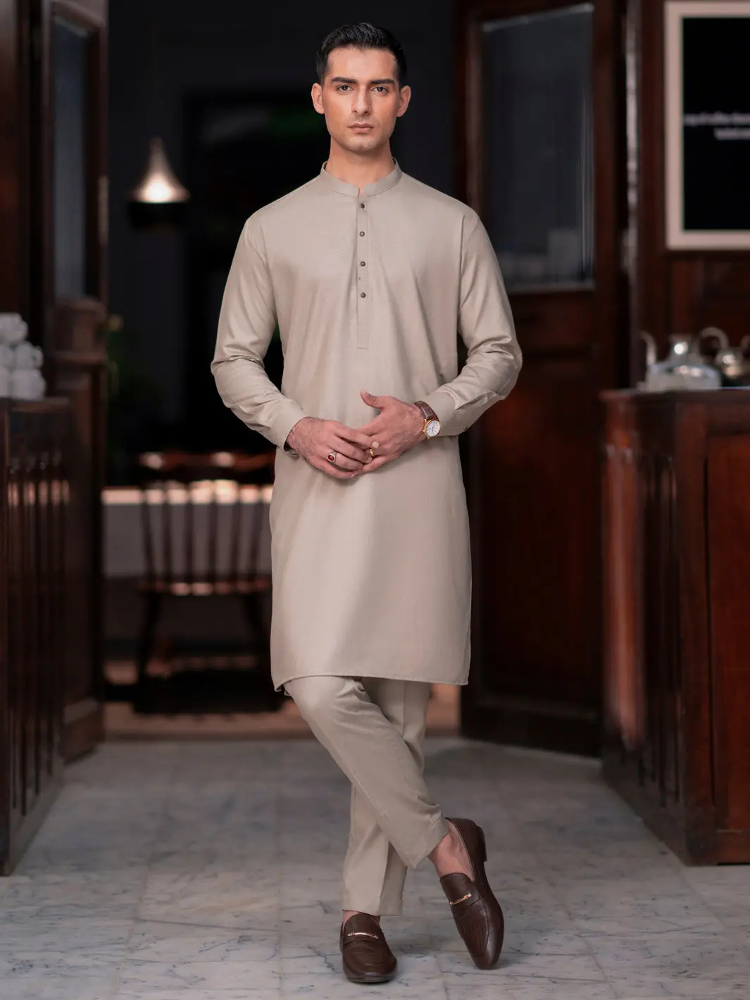 Green Light Blended Kurta Trouser - Al-Kt-3141 1