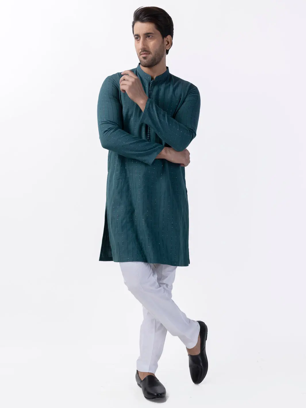 Green Cotton Kurta - Al-K-1165C 1