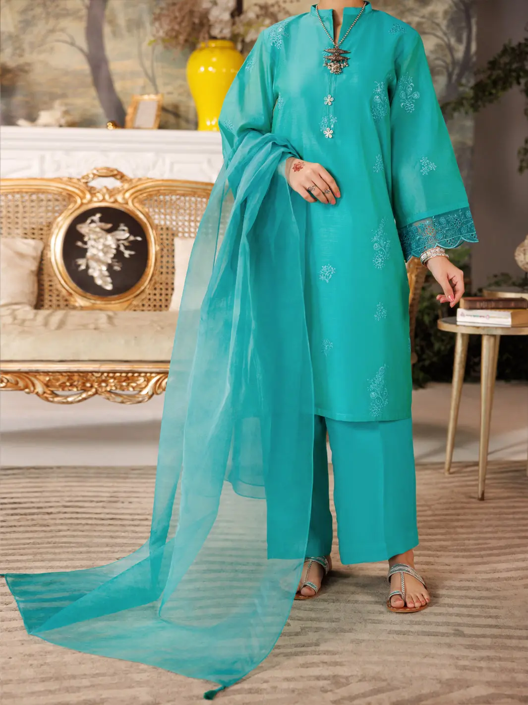 Sea Green Modal 3 Piece Stitched - Alt-3Ps-Ls-1166 1