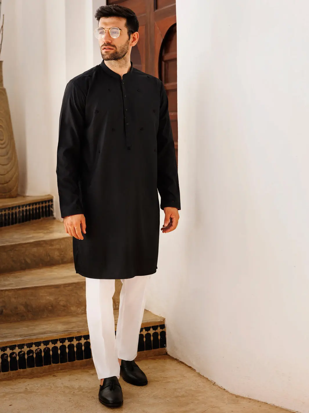 Black Blended Kurta - Al-K-1168C 1