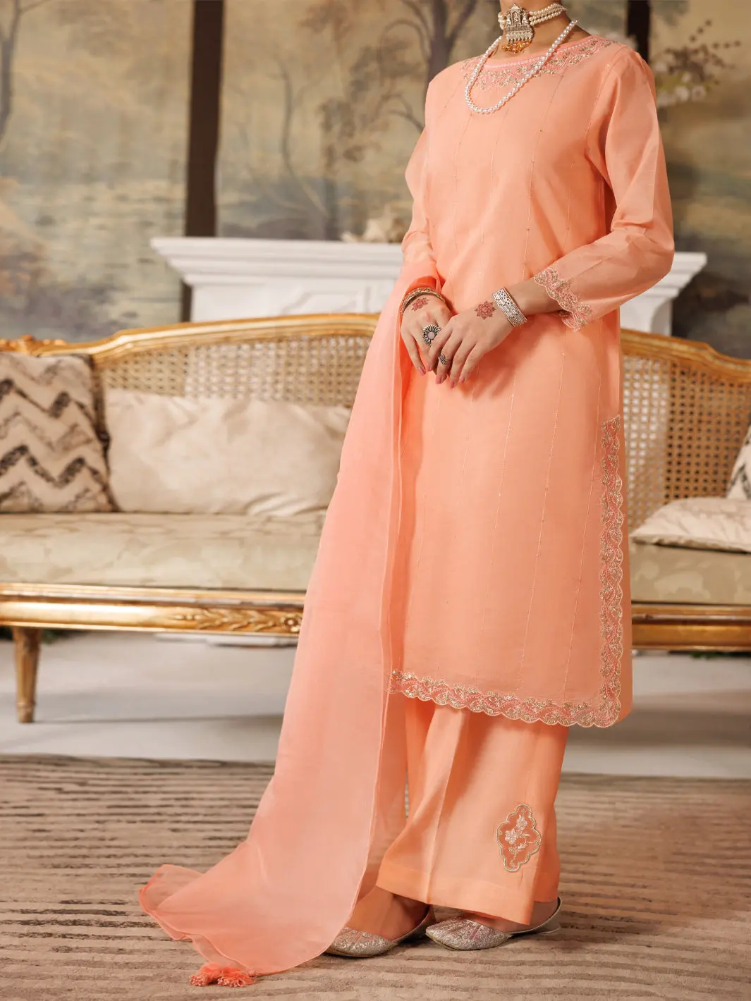 Light Pink Cotton Formal 3Pc Stitched - Alt-3Ps-Ls-1168 1