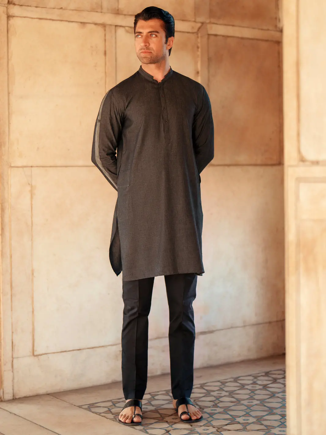 Grey Blended Kurta - Al-K-1175 1