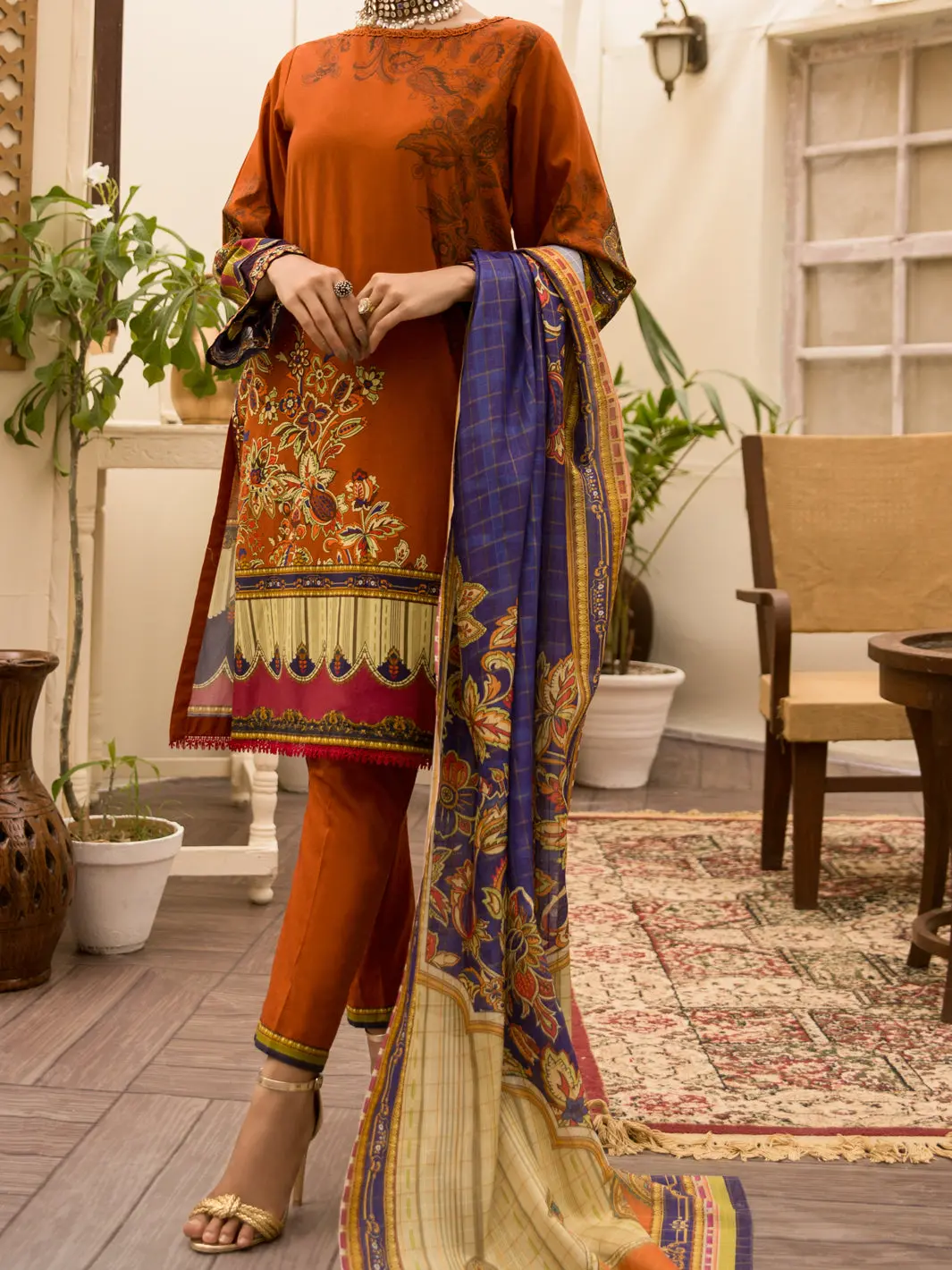 Terracotta Cambric 3Pc Stitched - Alp-3Ps-1175 1