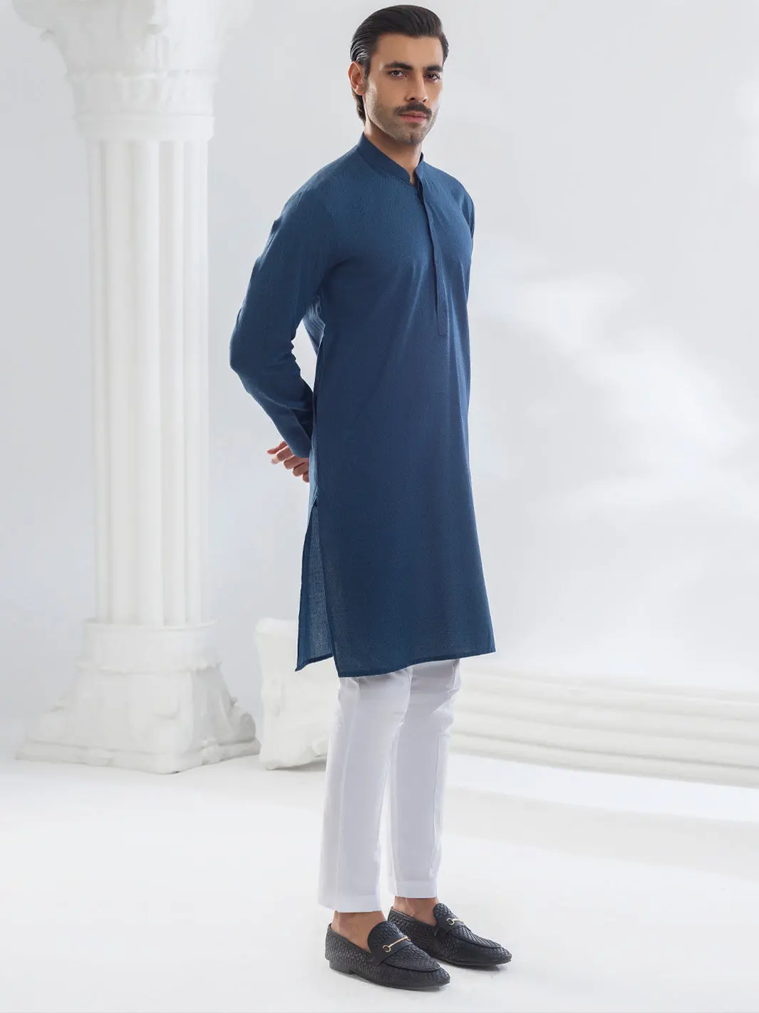 Blue Cotton Kurta - Al-K-1176 1