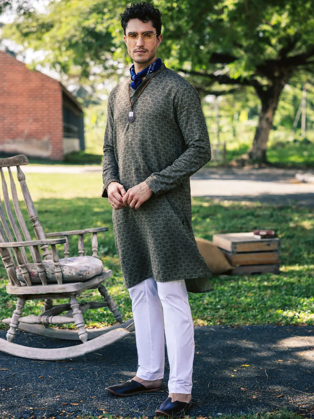 Green Cotton Kurta - Al-K-1181 1