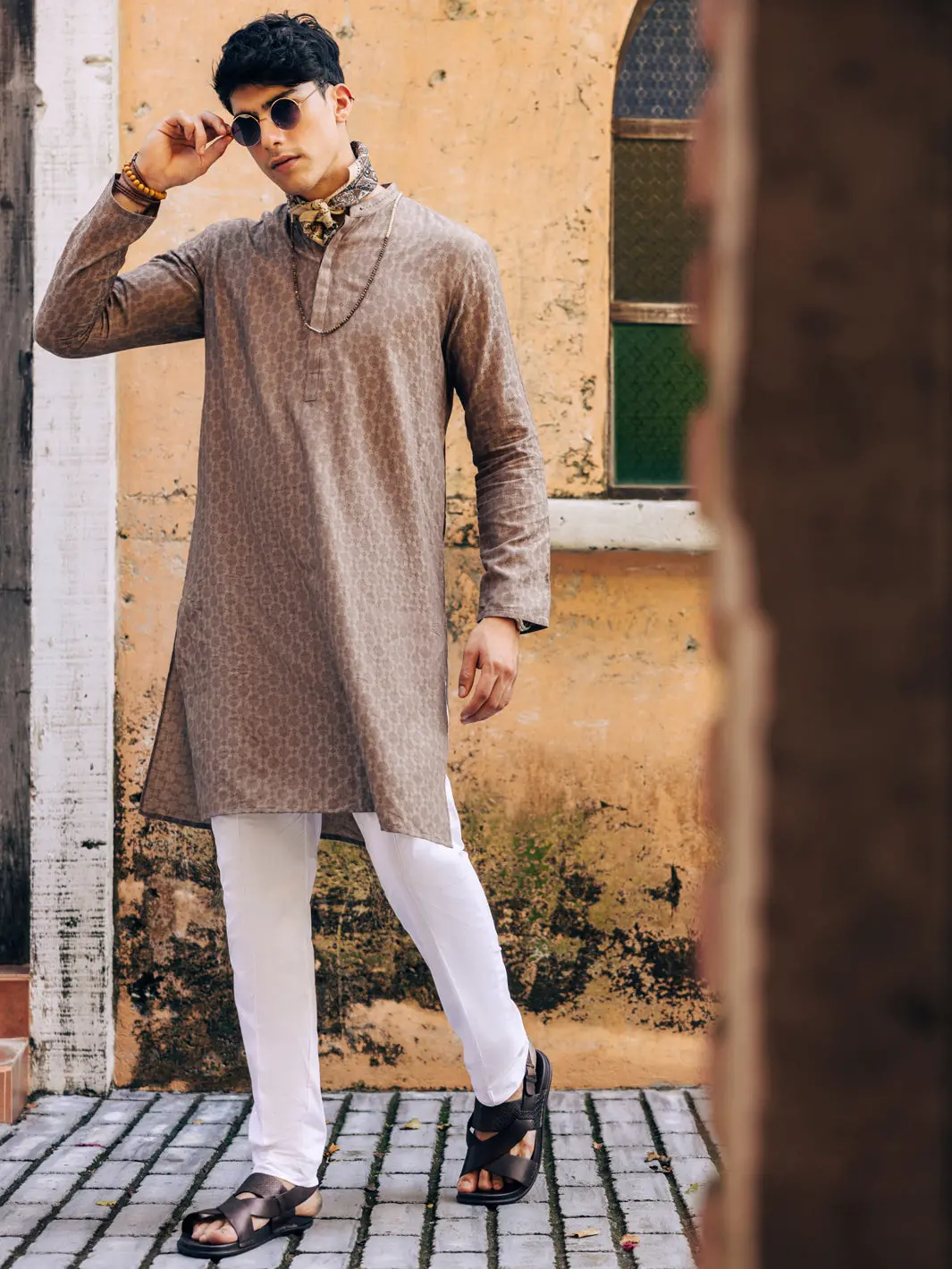 Light Brown Cotton Kurta - Al-K-1180 1