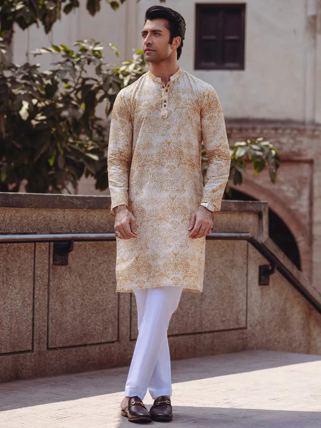 Mustard Cotton Kurta - Al-K-1187 1