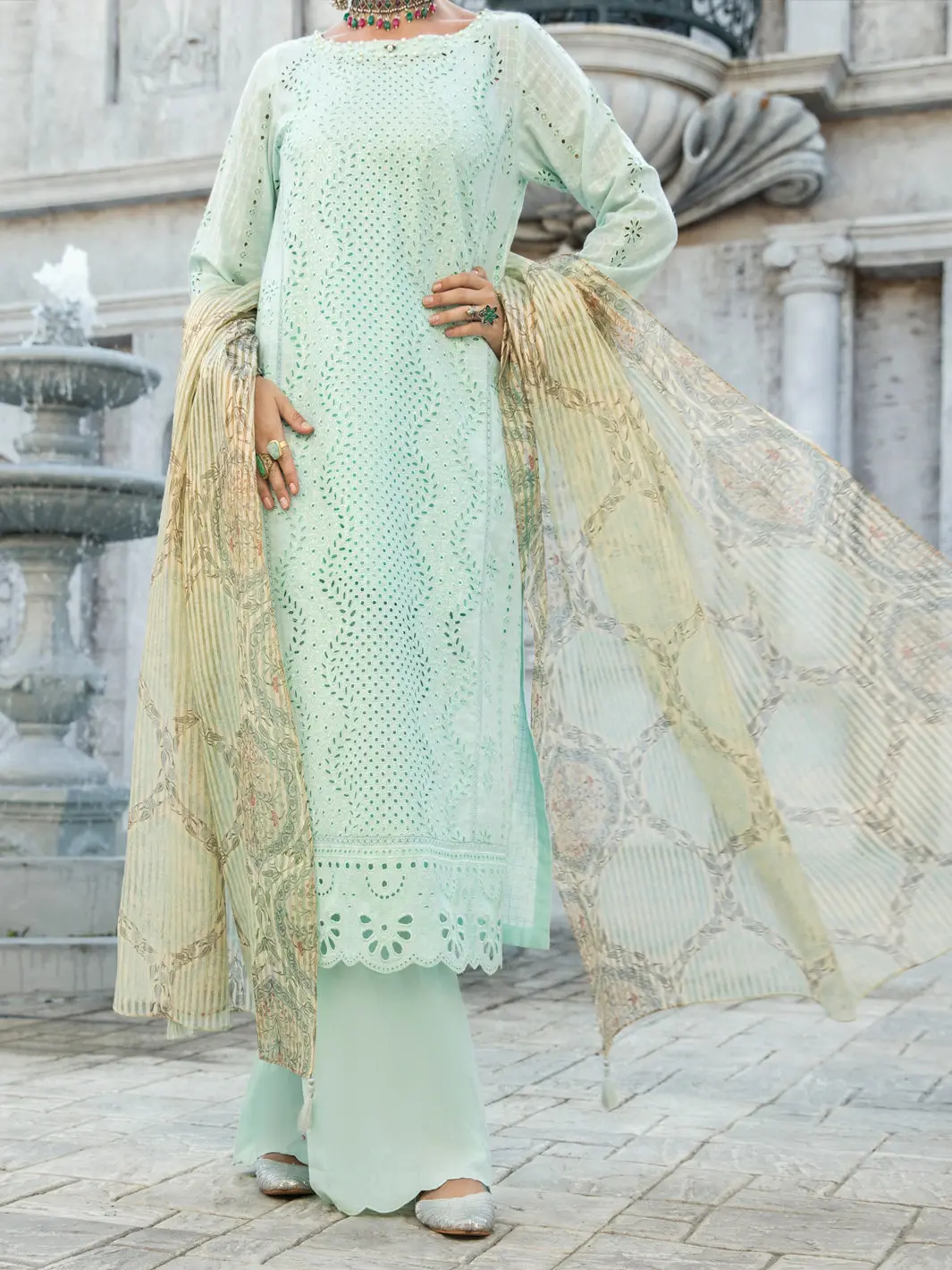 Ferozi Lurex Jacquard 3Pc Unstitched - Alp-3Ps-1187 1