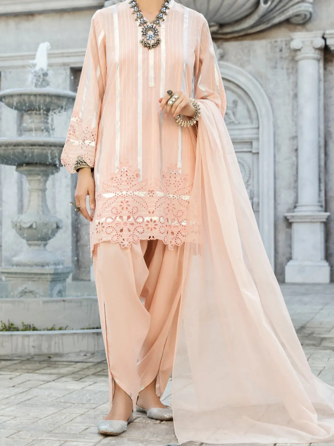 Pink Lurex Jacquard 3Pc Stitched - Alp-3Ps-1188 1