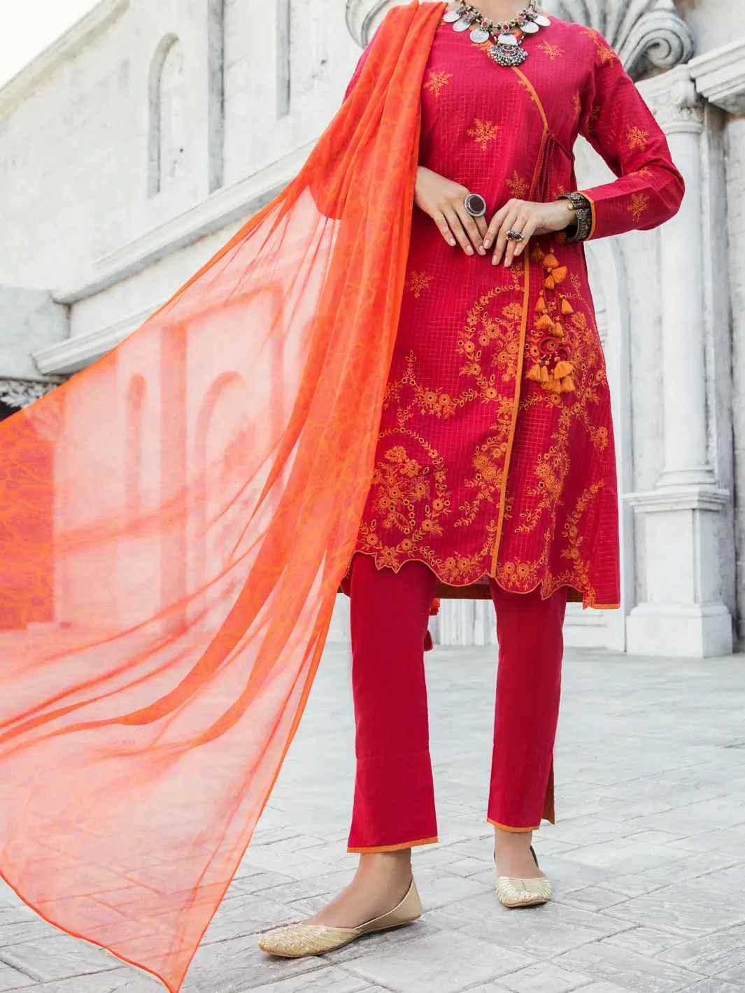 Pink Lurex Jacquard 3Pc Stitched - Alp-3Ps-1190 1