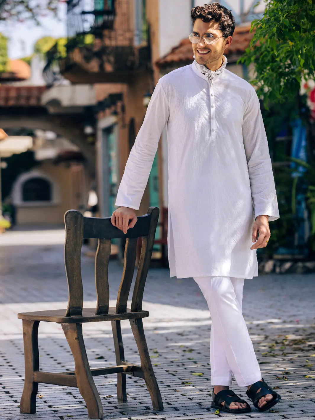 White Cotton Kurta - Al-K-1205A 1
