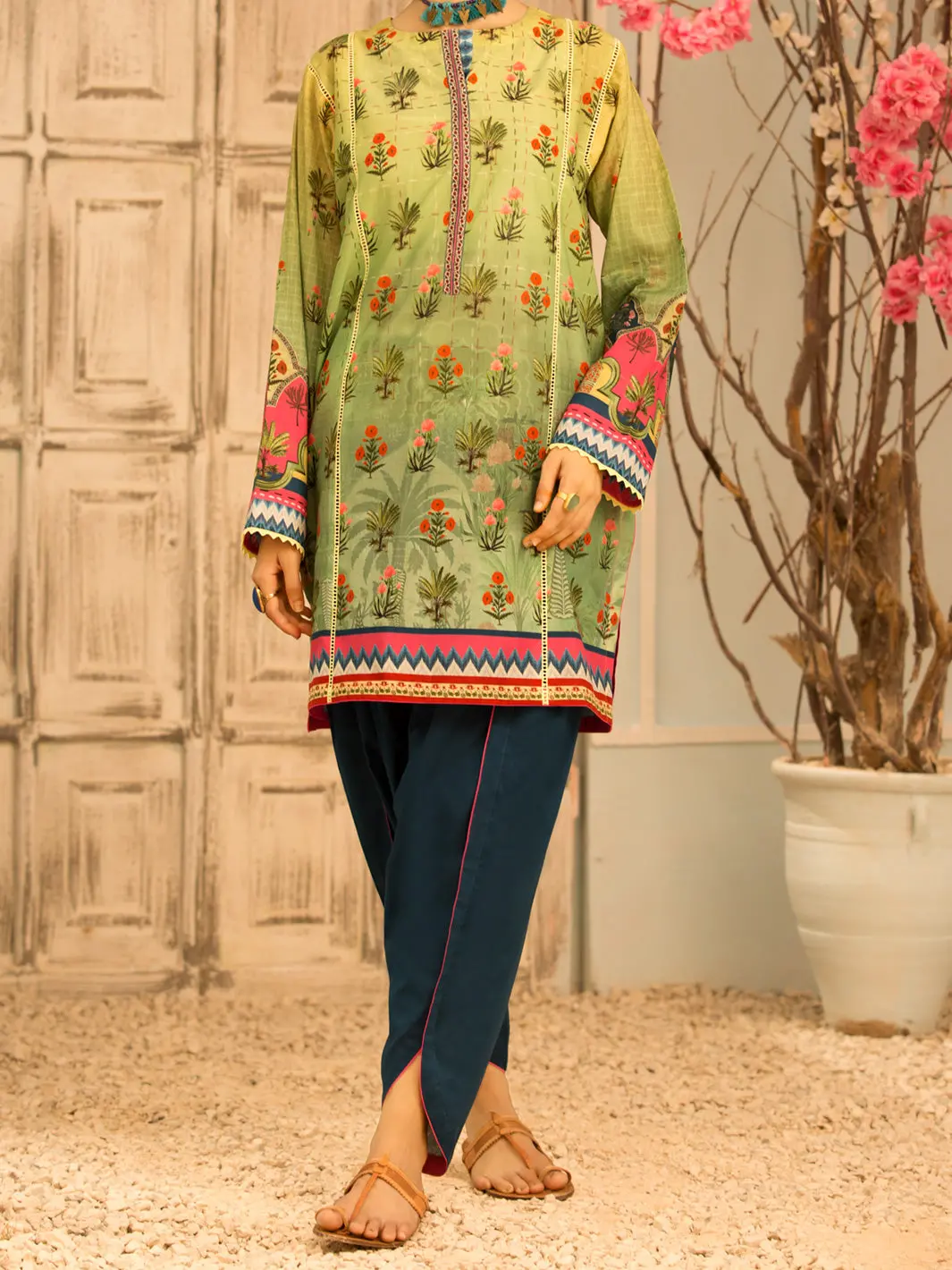 Sage Green Lawn 2Pc Unstitched - Alp-2Ps-1206 1