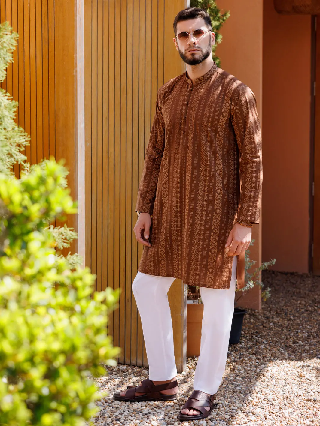 Brown Cotton Kurta - Al-K-1206B 1