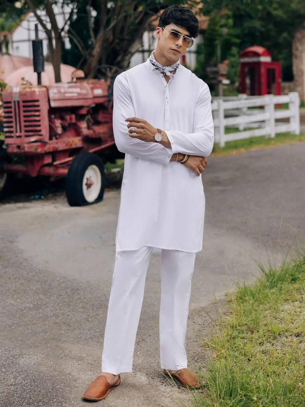 White Cotton Kurta - Al-K-1213 1