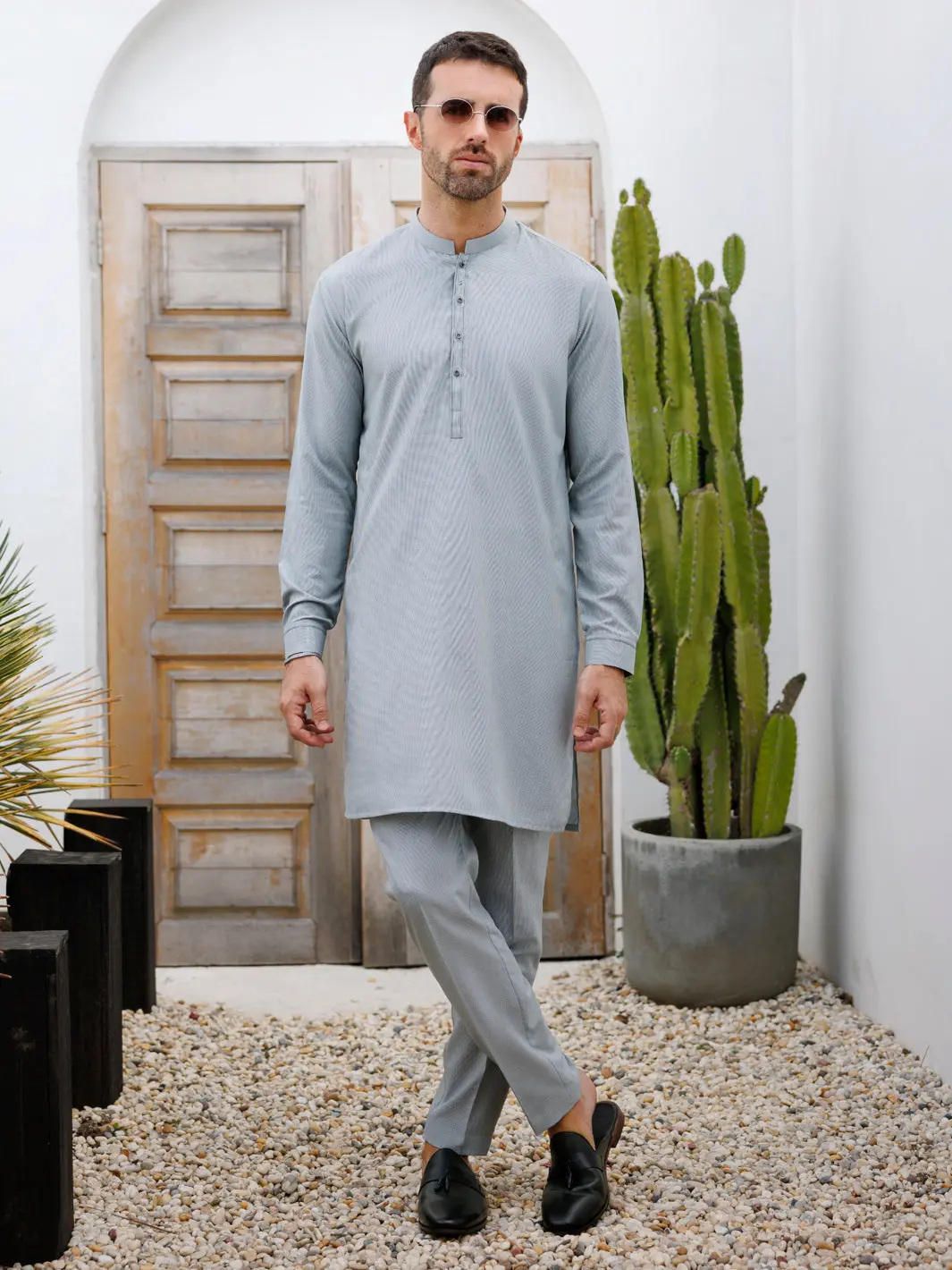 Grey Blended Kurta Trouser - Al-Kt-3090 1