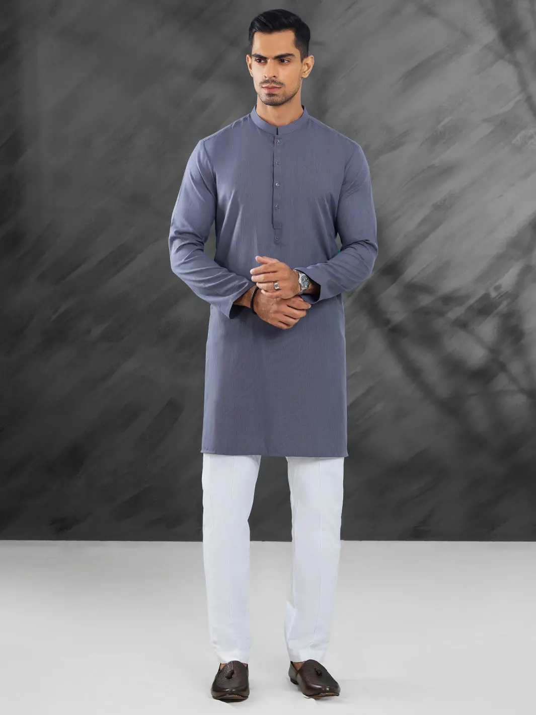 Grey Blended Kurta - Al-K-1215 1