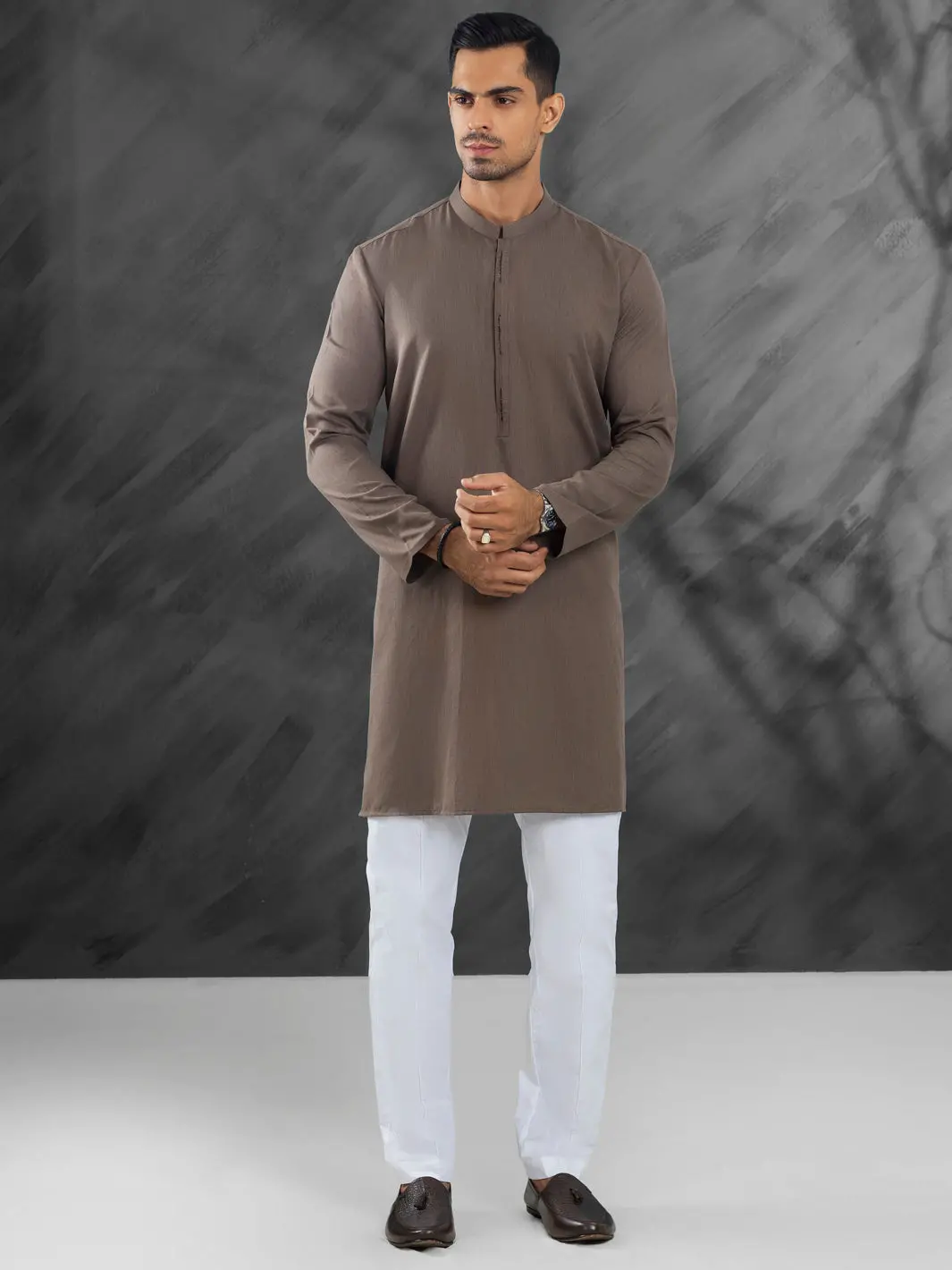 Brown Blended Kurta - Al-K-1216 1
