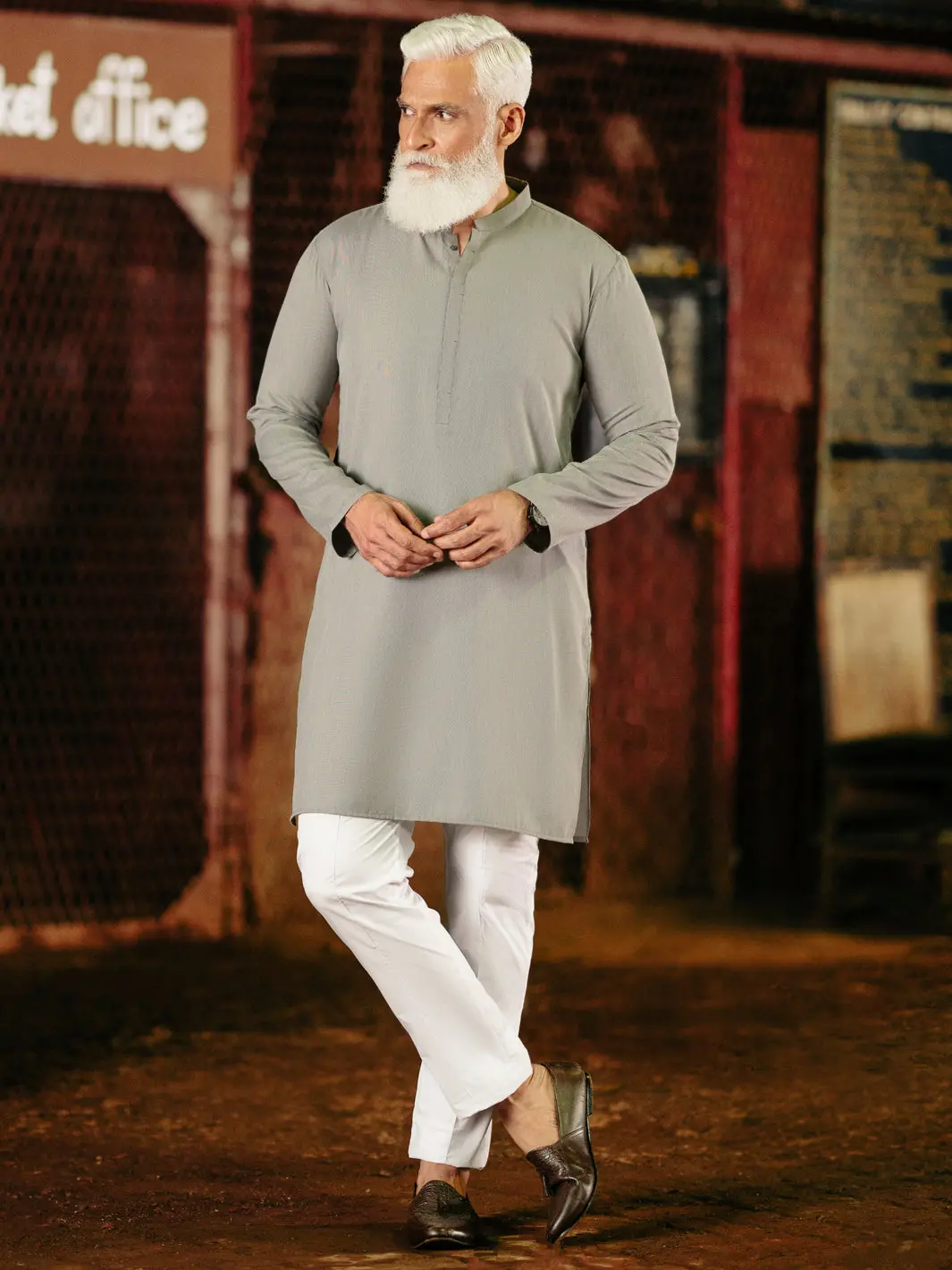 Grey Blended Kurta - Al-K-1217 1