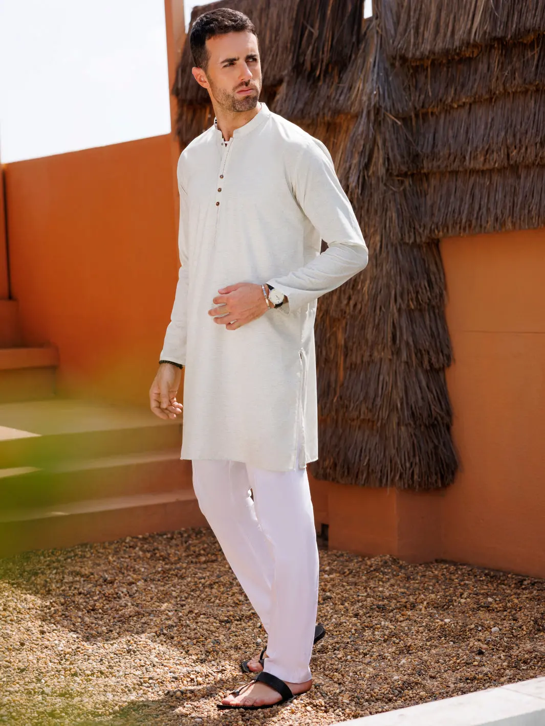 Cream Blended Kurta - Al-K-1223 1
