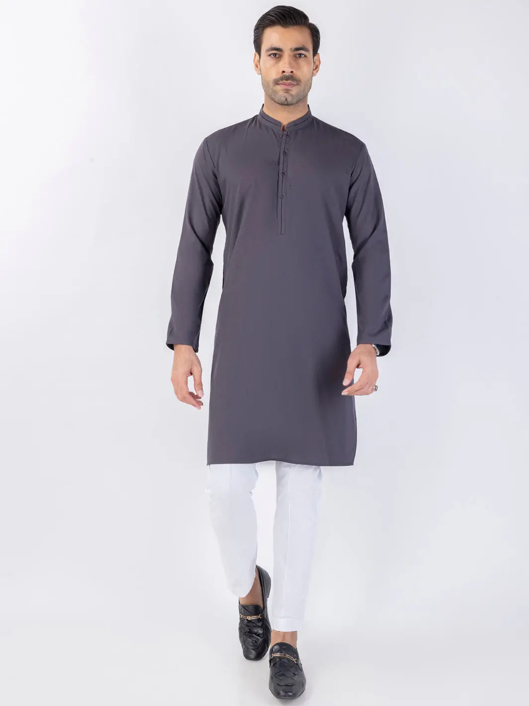 Grey Blended Kurta - Al-K-1226B 1