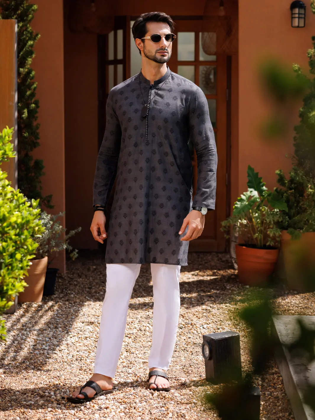 Charcoal Cotton Kurta - Al-K-1232 1