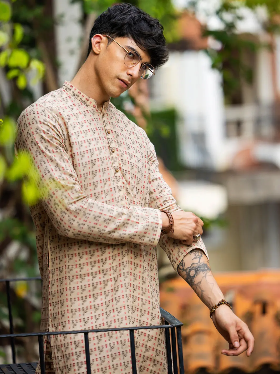 Beige Cotton Kurta - Al-K-1235A 1